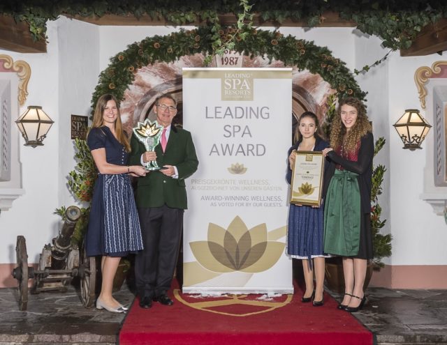 Das Relais & Châteaux Tennerhof Gourmet & Spa de Charme Hotel ***** in Kitzbühel gewinnt den internationalen Leading Spa Award