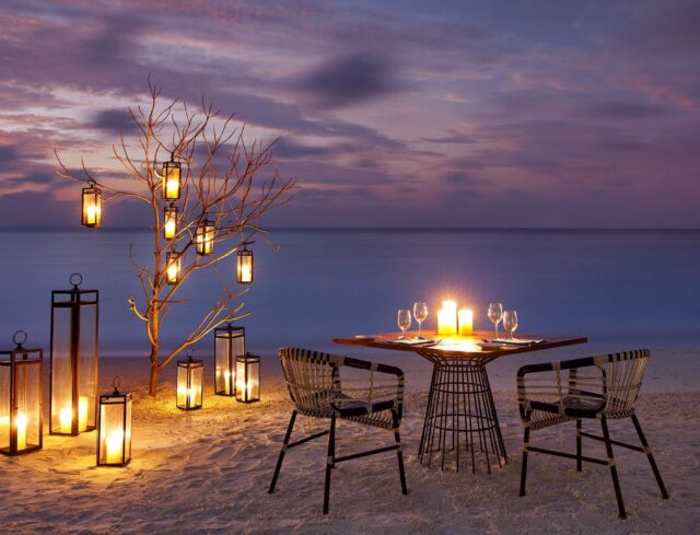 Kandima Private Table Set Up On The Beach Proposal On The Sand